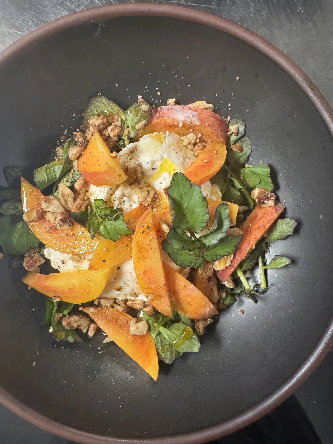 Seasonal stone fruit and greens